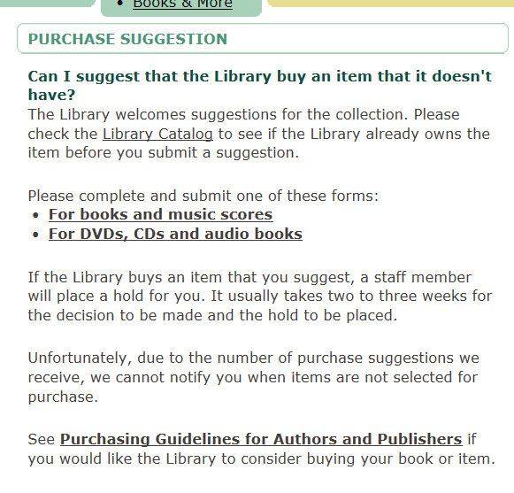 Suggest For Collection Making a Library Purchase Suggestion β Shelf Talk