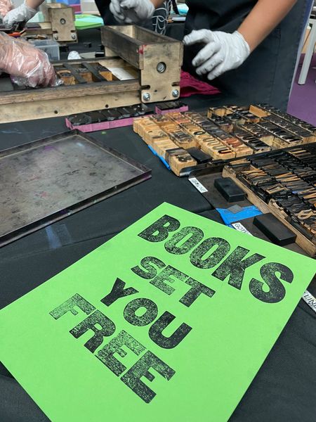 Letterpress printing event about books